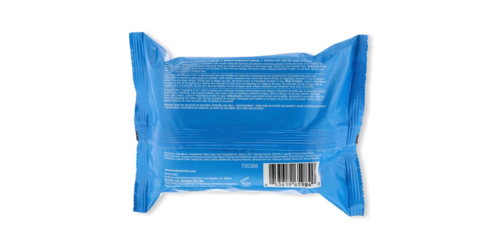 White Smoke Body Drench Micellar Water, Cleansing Solution, 3-in-1 Cleansing Water and Makeup Remover Wipes, (30 wipes per pack) x 1 pack