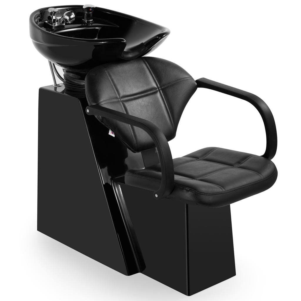 White Smoke Artist hand Shampoo Bowls Shampoo Barber Backwash Chair Ceramic Shampoo Bowl Sink Chair, with Foot Pedal for Spa Beauty Salon Equipment