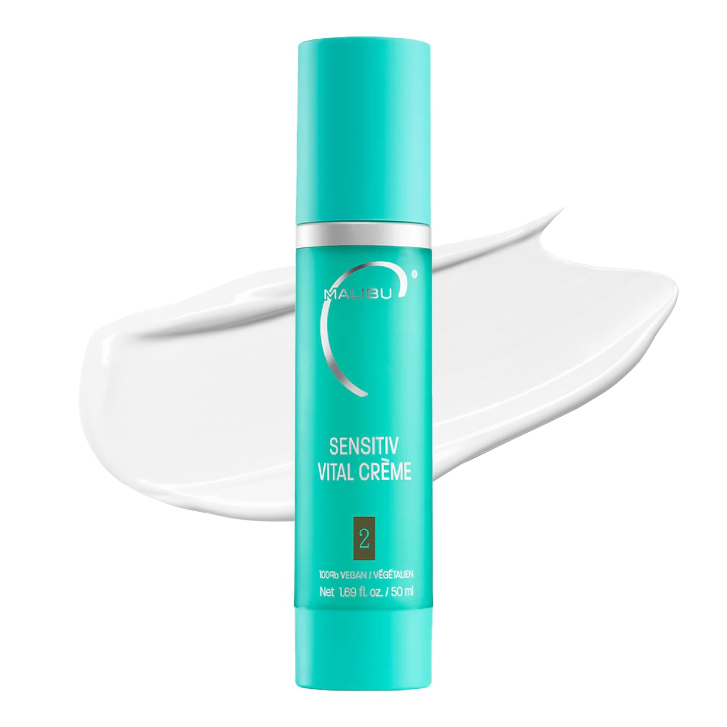 White Smoke Malibu C Sensitiv Vital Crème Face Moisturizer - Non-Comedogenic Moisturizer for Combination Skin - Lightweight Formula Enriched with Pro Vitamin B5 & Jojoba Esters (1.69 oz)