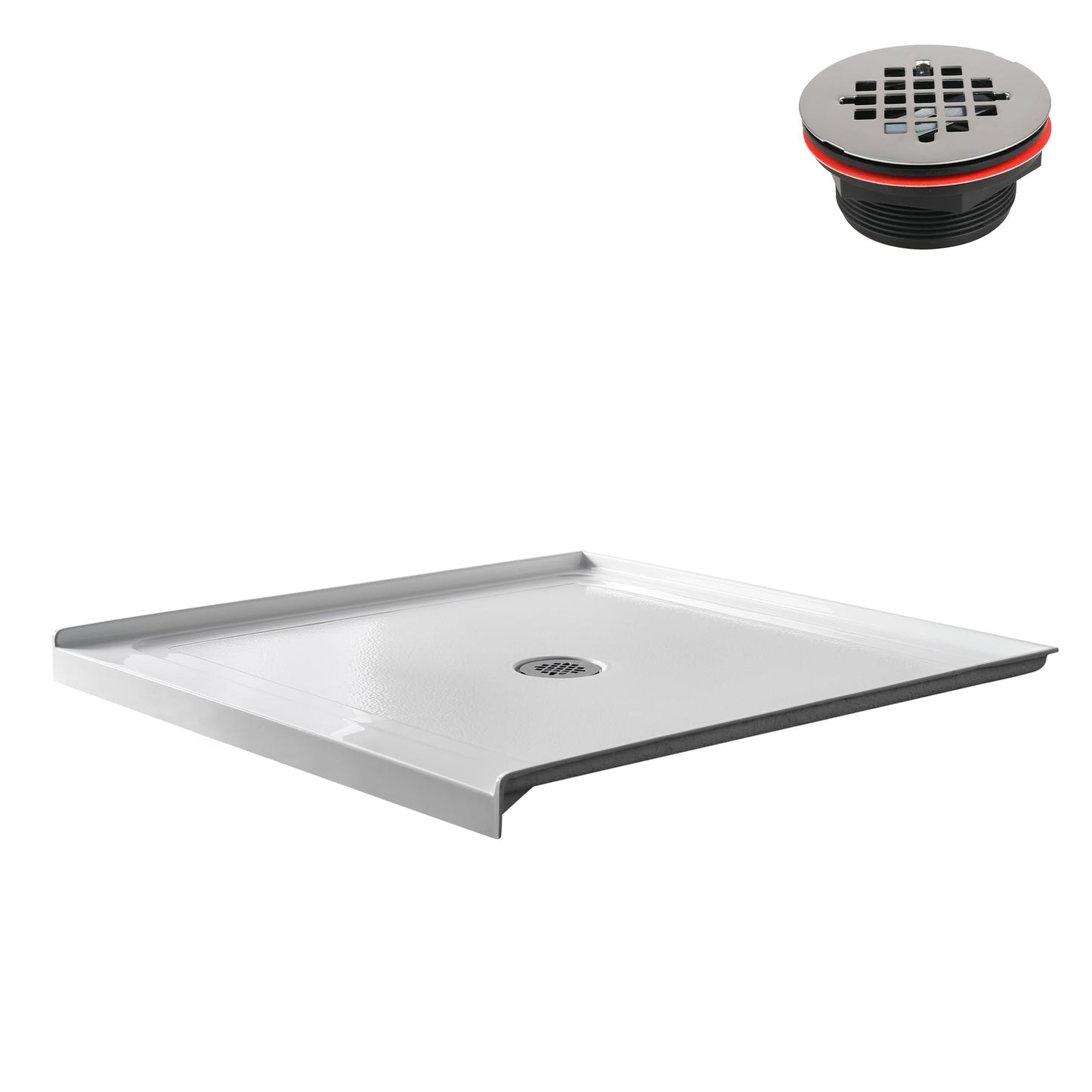 White Smoke Streamline GB-540-164 38 in. x 38 in. Alcove Acrylic Shower Base in Glossy White With Center Drain, ABS Drain Included