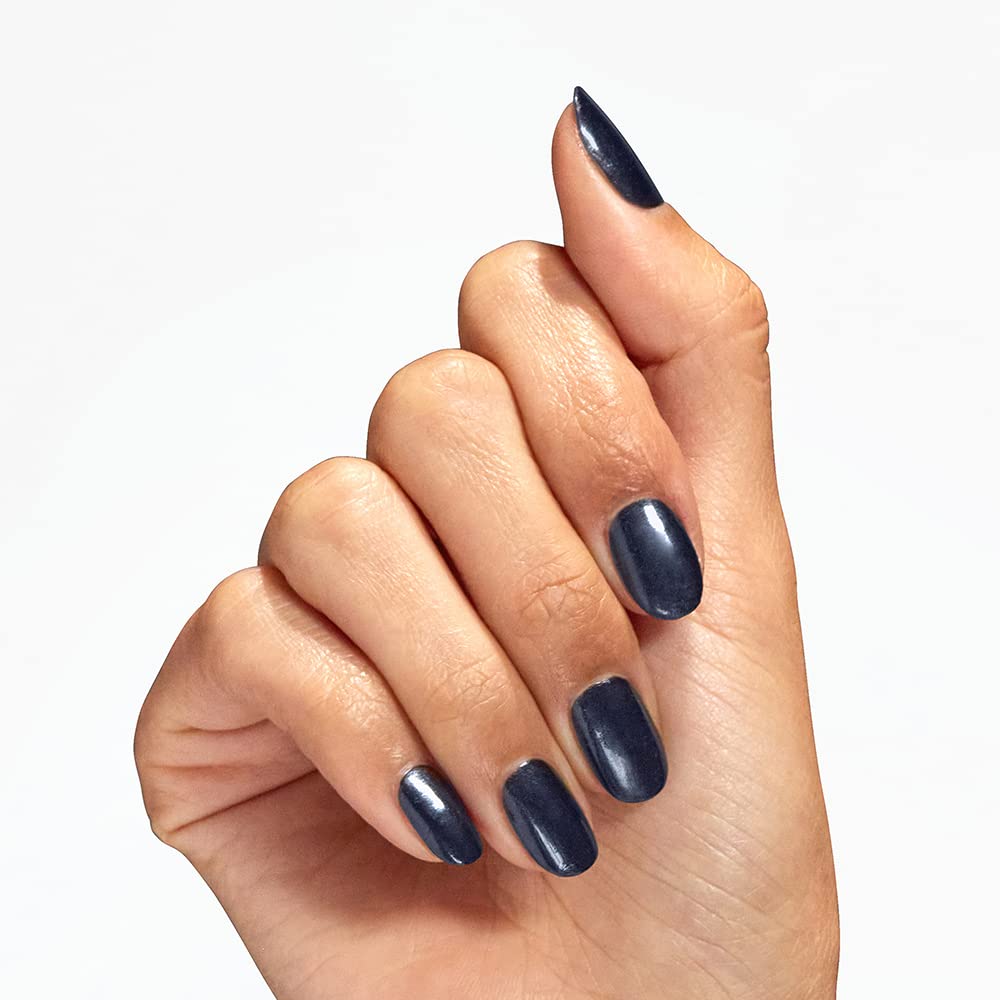White Smoke OPI Nail Lacquer Midnight Mantra | Opaque Dark Blue Crème Chip Resistant Nail Polish | Fast Drying, Streak Free