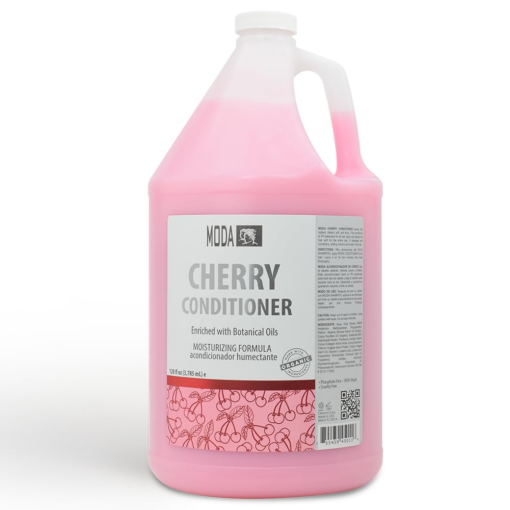 White Smoke MODA Cherry Bulk Salon Conditioner Premium Back-Bar & Amenity Treatment Salon-Grade Luxury at Commercial Scale A 'set it and forget it' 1-Gallon single-SKU solution Repairs the cuticle 128 Oz