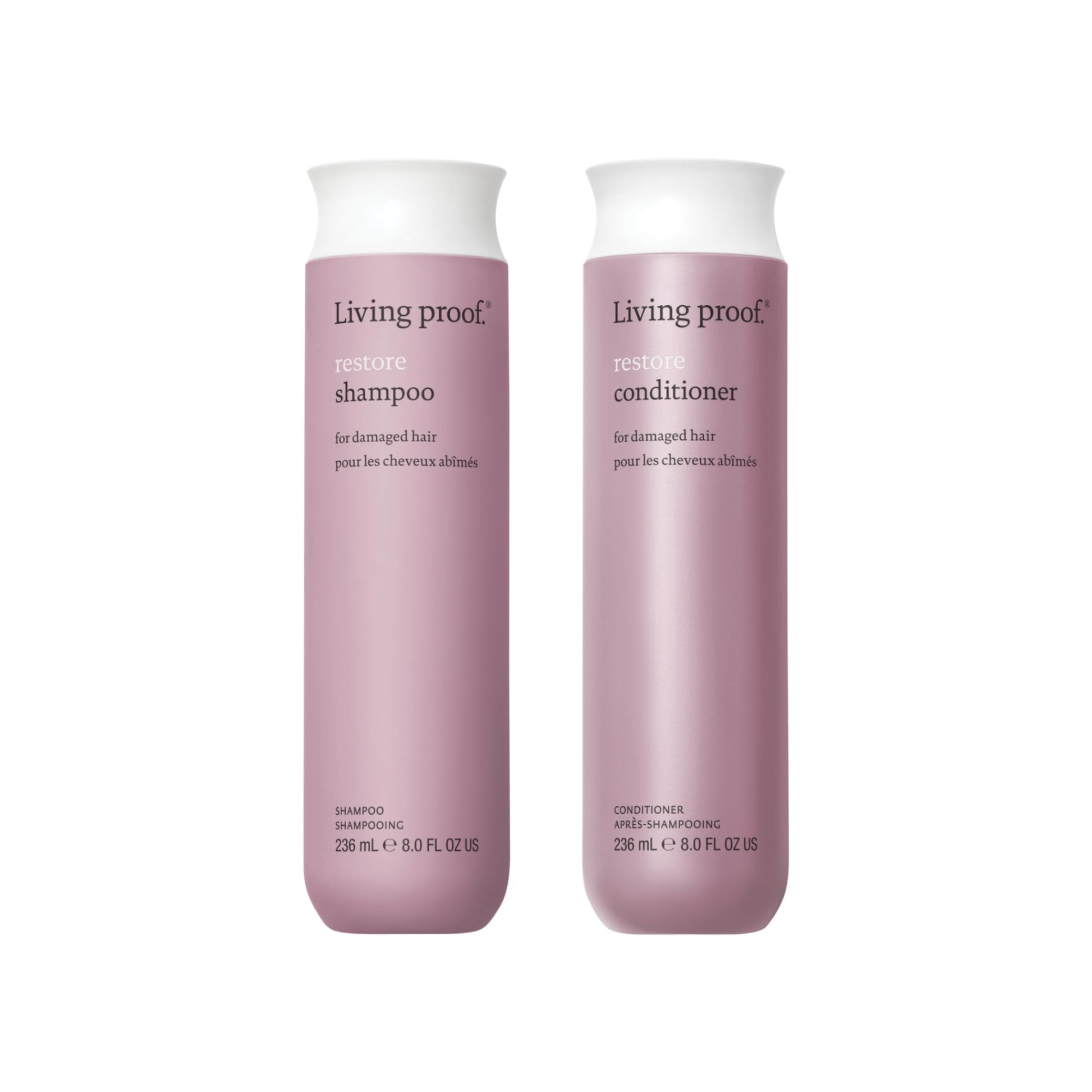 White Smoke Living proof Restore Shampoo & Conditioner Duo, Repairs & Strengthens, Adds Shine For All Hair Types