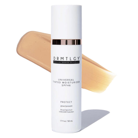 White Smoke DRMTLGY Universal Tinted Moisturizer SPF 46 – Hydrating Dewy Tinted Sunscreen for Face with Zinc Oxide & Octinoxate – Niacinamide & Hyaluronic Acid – Broad Spectrum Lightweight Daily SPF, 1.7 oz