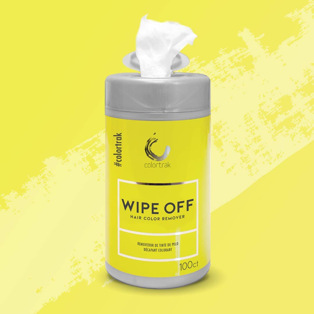 Light Goldenrod Colortrak Gentle Hair Color Remover Wipes, Moist, Non-irritating Towelettes, Formulated with Aloe, Easily Remove Hair Color Stains from Skin, Convenient Canister, 100 Wipes