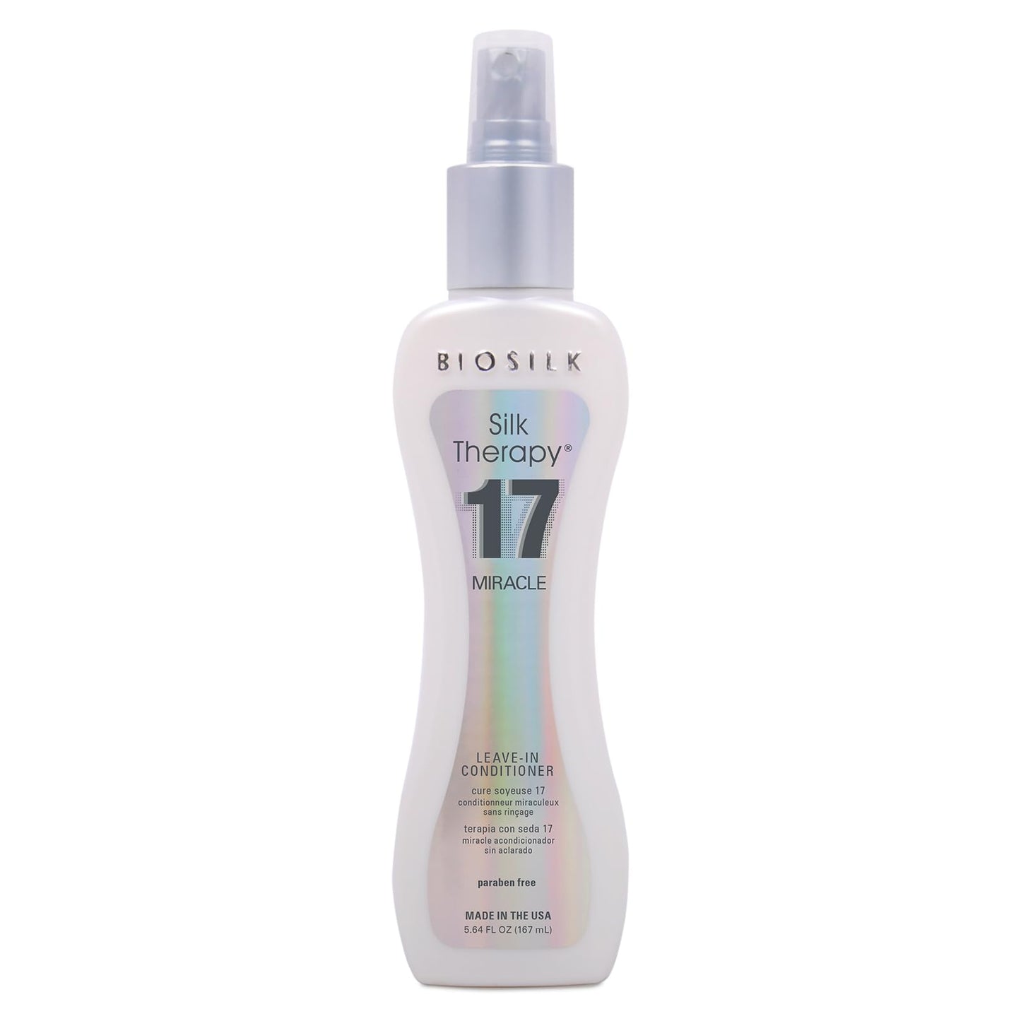 White Smoke BioSilk Silk Therapy Miracle 17,Leave-In Conditioner for Dry & Damaged Hair,Reconstructs,Repairs & Hydrates, Adds Shine,Controls Frizz & Defines Curls, Sulfate-Free, Paraben-Free, Cruelty-Free,5.64 Oz