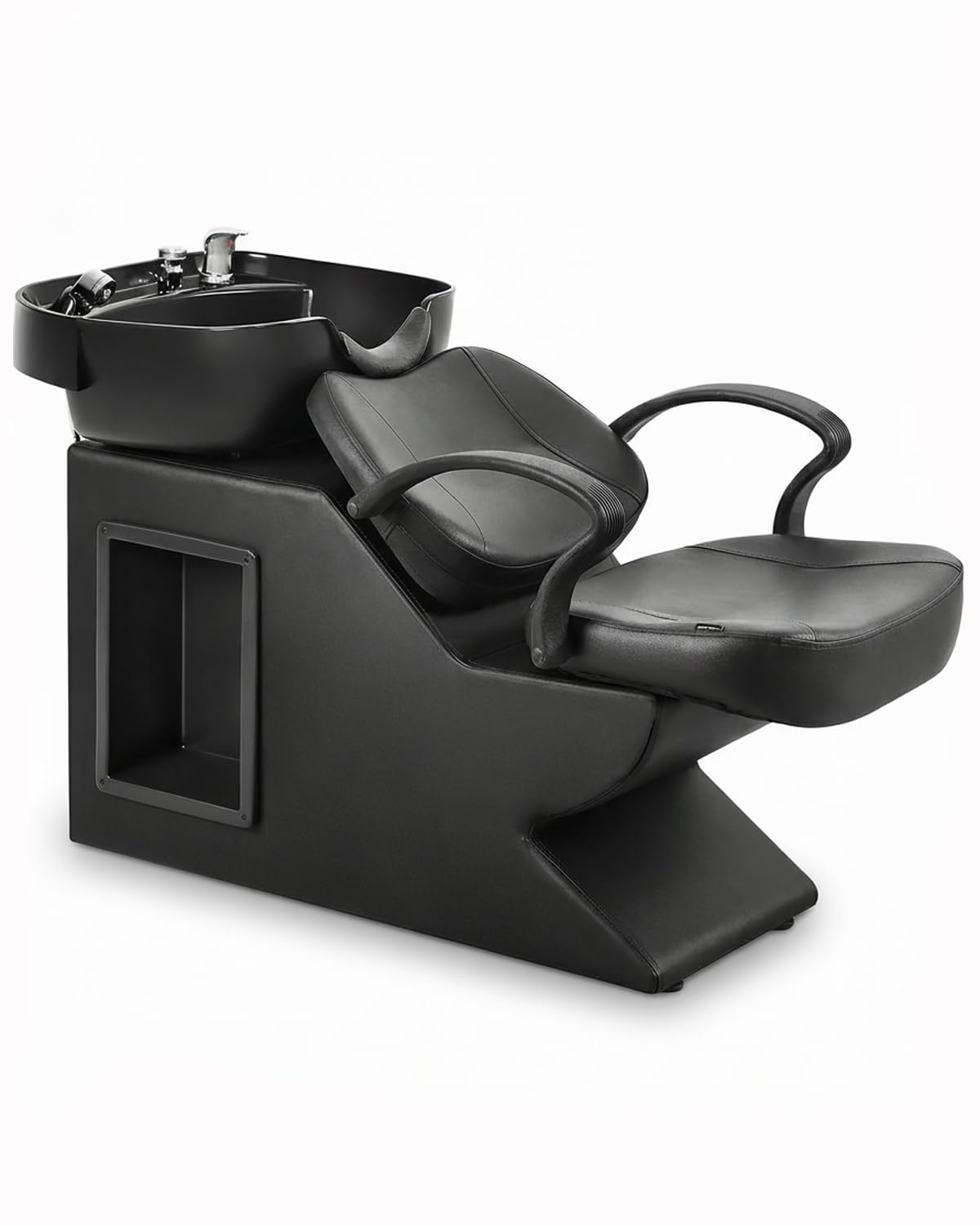 White Smoke IJIALIFE Shampoo Bowl and Chair Set, Luxury Salon Sinks Hair Washing Station for Hair Stylist, Shampoo Barber Backwash Chair for Home Spa Beauty Barbershop (Standard)