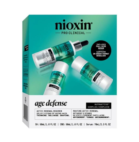 White Smoke Nioxin Age Defense Anti Aging Kit | Activ-Renewal Regimen Detox Scalp Cleanser, Strengthening Conditioner, Leave-in Scalp Treatment | 5.5 Fl Oz