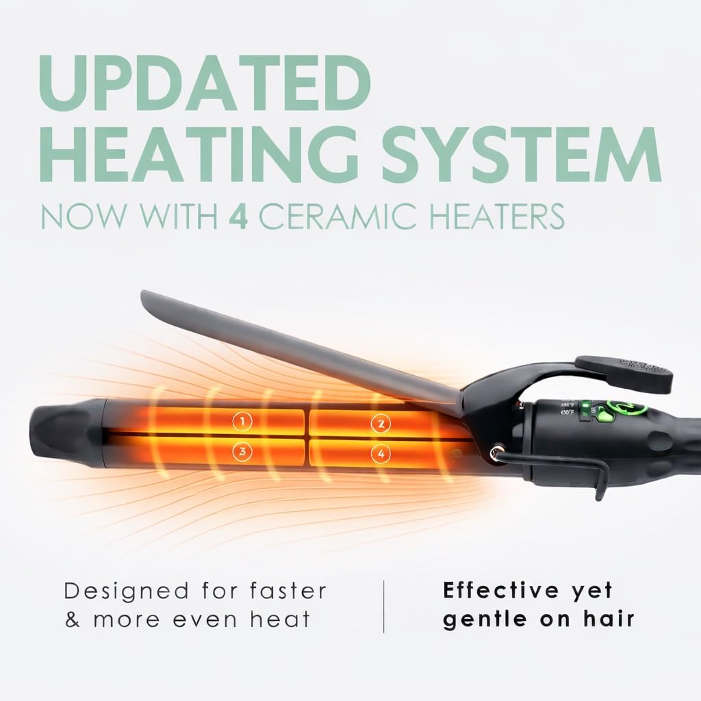 White Smoke MINT REVAMP X-Long Barrel 1 Inch Curling Iron — Easier & Faster Styling for Long Hair | Truly Ionic & Even Heat Ceramic Curling Iron 1 Inch | Professional Optimized Clamp for Smooth Salon Curls