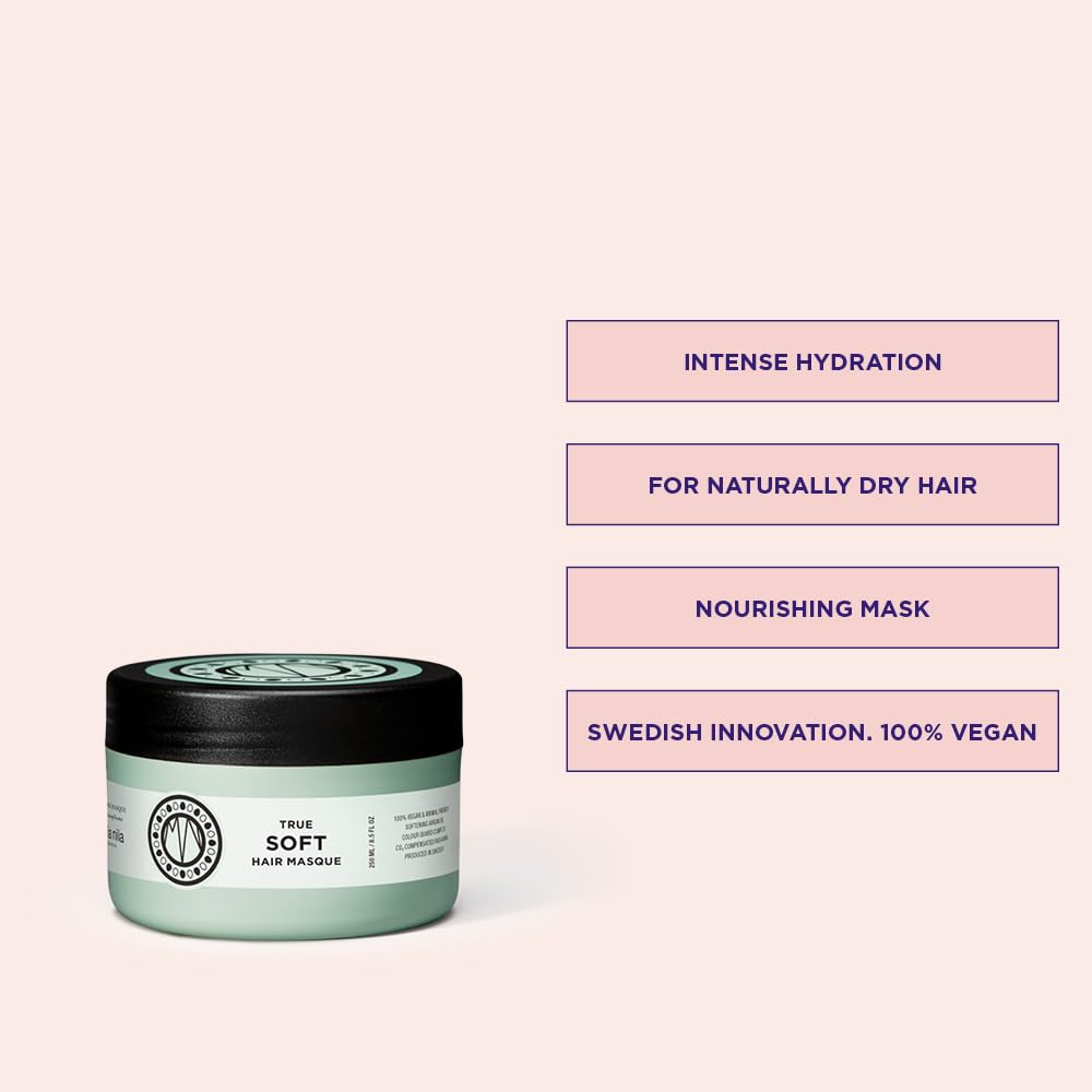 Misty Rose Maria Nila True Soft, Moisturizing Hair Mask For Dry Brittle Hair, Argan Oil Remoisturises & Reduces Frizz, 100% Vegan & Sulfate/Paraben free, 8.5 Fl Oz