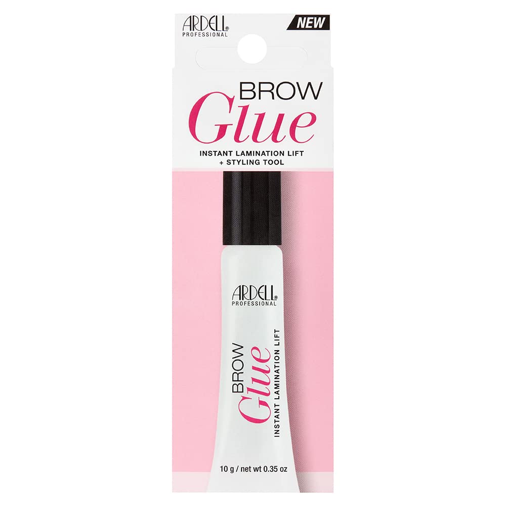 Pink Ardell Brow Glue Clear – Strong Hold Eyebrow Gel for Lamination Lift, Long Lasting Brow Gel Styling Tool for Shaping & Setting Brows, Eye Makeup, 0.35 oz
