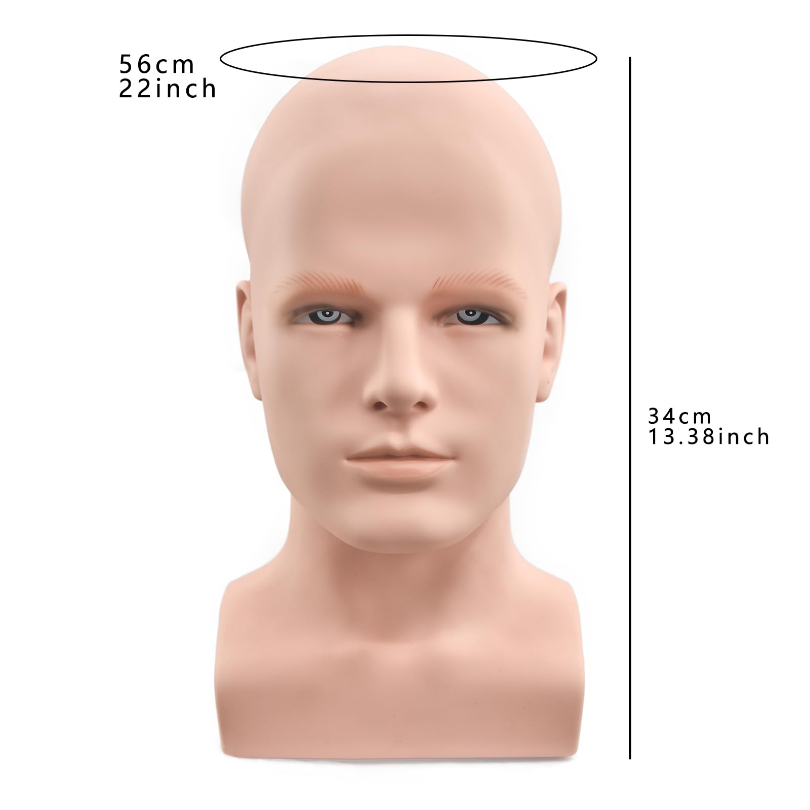 White Smoke BLTYXT PVC Male Mannequin Head Professional Manikin Training Head for Display Headphone Game Console Hats Wigs Jewellery Glasses Facemask Caps Model Head (L90FuS)