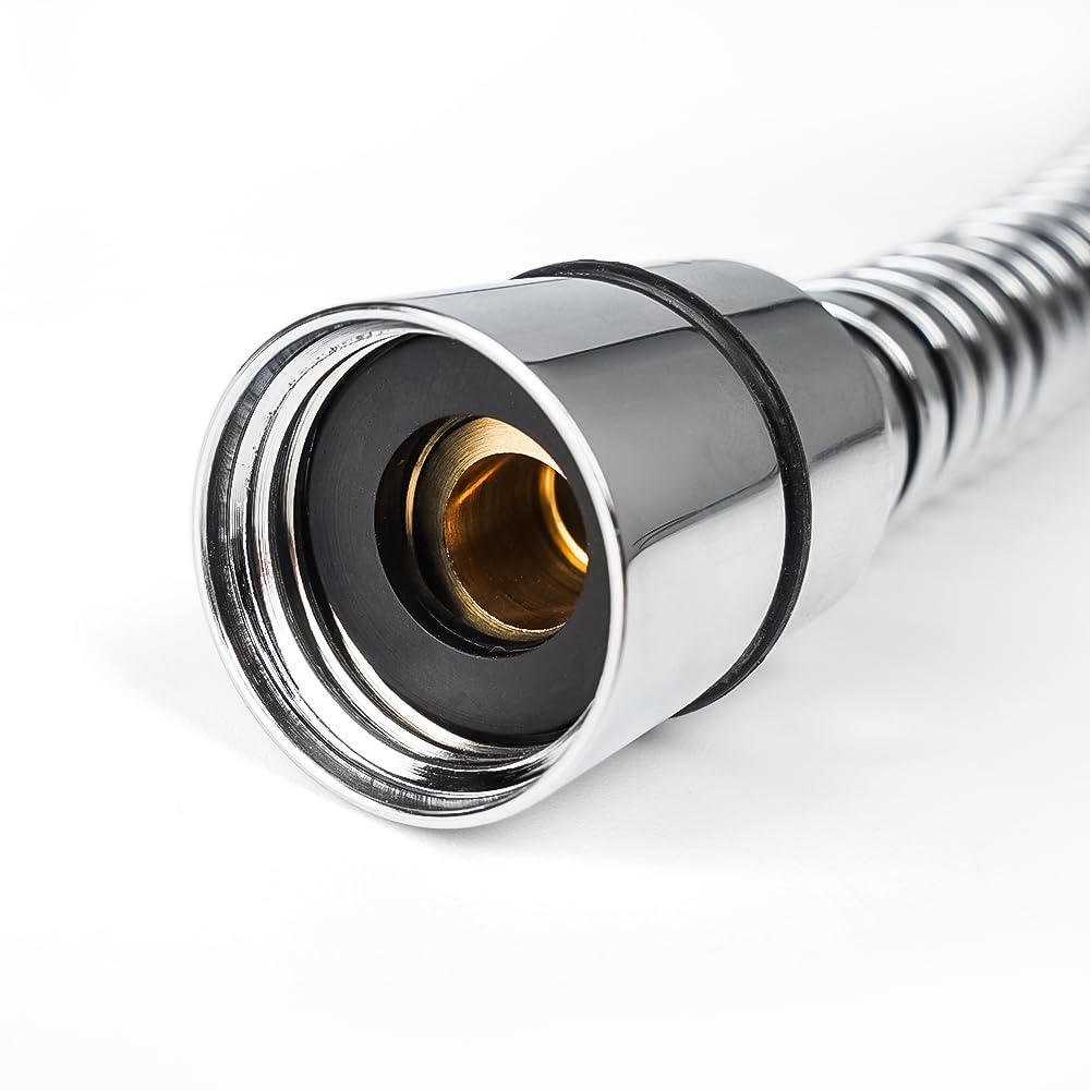 White Smoke Socila Professional Stainless Steel Shampoo Bowl Hose - 1/2" Thread Sprayer Head to 1/4" Thread Water Pipe for Barber Shop & Salon Sink Replacement Part for Faucet and Sprayer