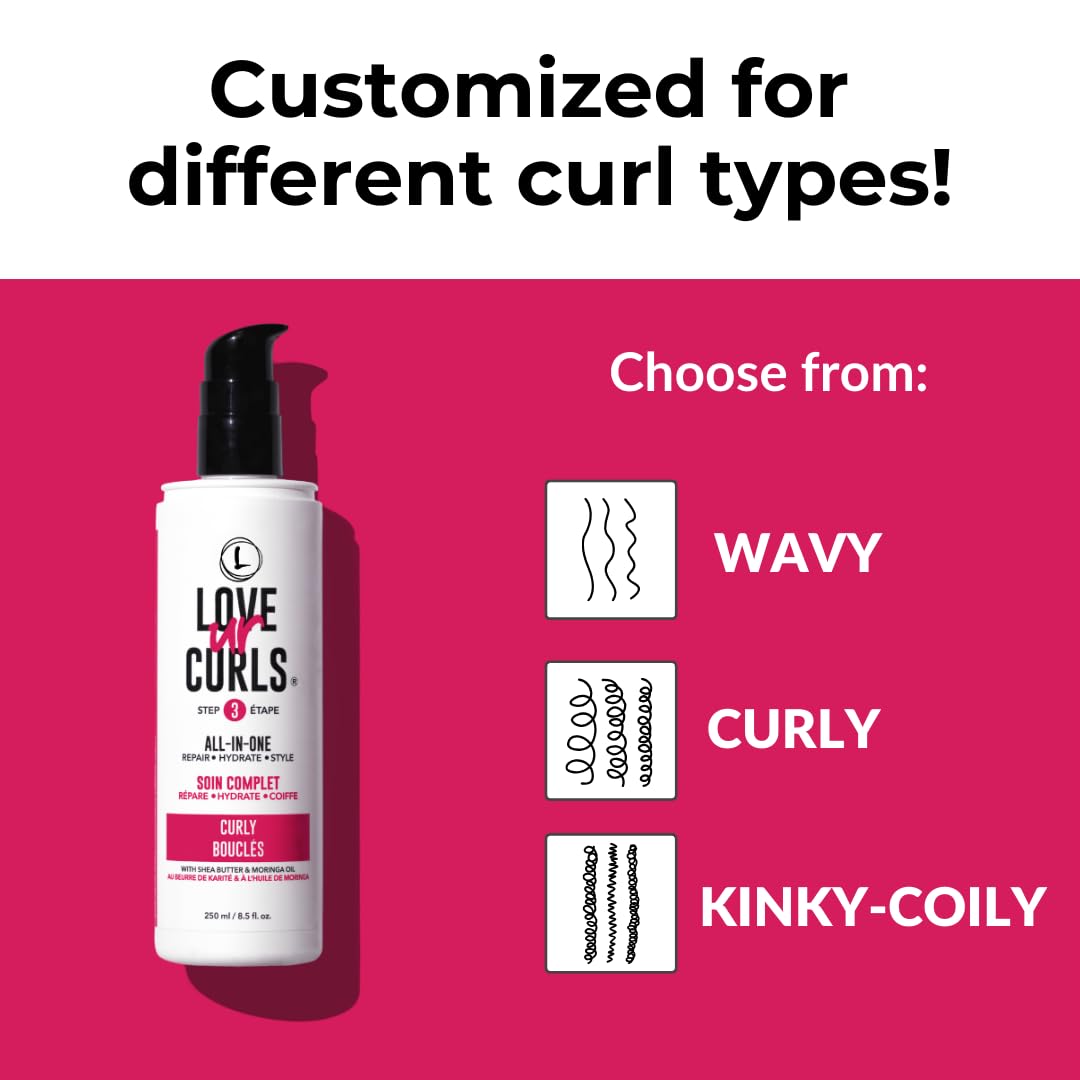 Maroon Love Ur Curls All in One Curl Cream Styler, Anti Frizz Curling Cream for Curly Hair, Repair, Define, Hydrate & Style with Shea Butter, 250mL