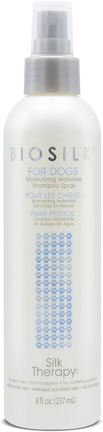 Lavender BioSilk for Dogs Silk Therapy Deep Moisture Waterless Shampoo Spray, No Rinse Between-Bath Dog Grooming Spray, Sulfate and Paraben Free, pH Balanced, Made in USA, 8 Fl Oz - 2 Pack