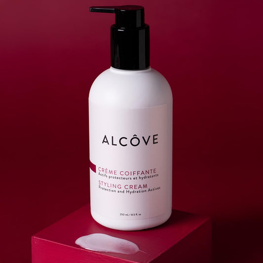 Dark Red Alcôve - Styling Cream - Medium Hold - All Hair Types - Define Curls - Anti-frizz - Volume and Hydration - Heat Protection - Mango Extract and Pomegranate Seed Oil - Color-Safe - 8.5 oz