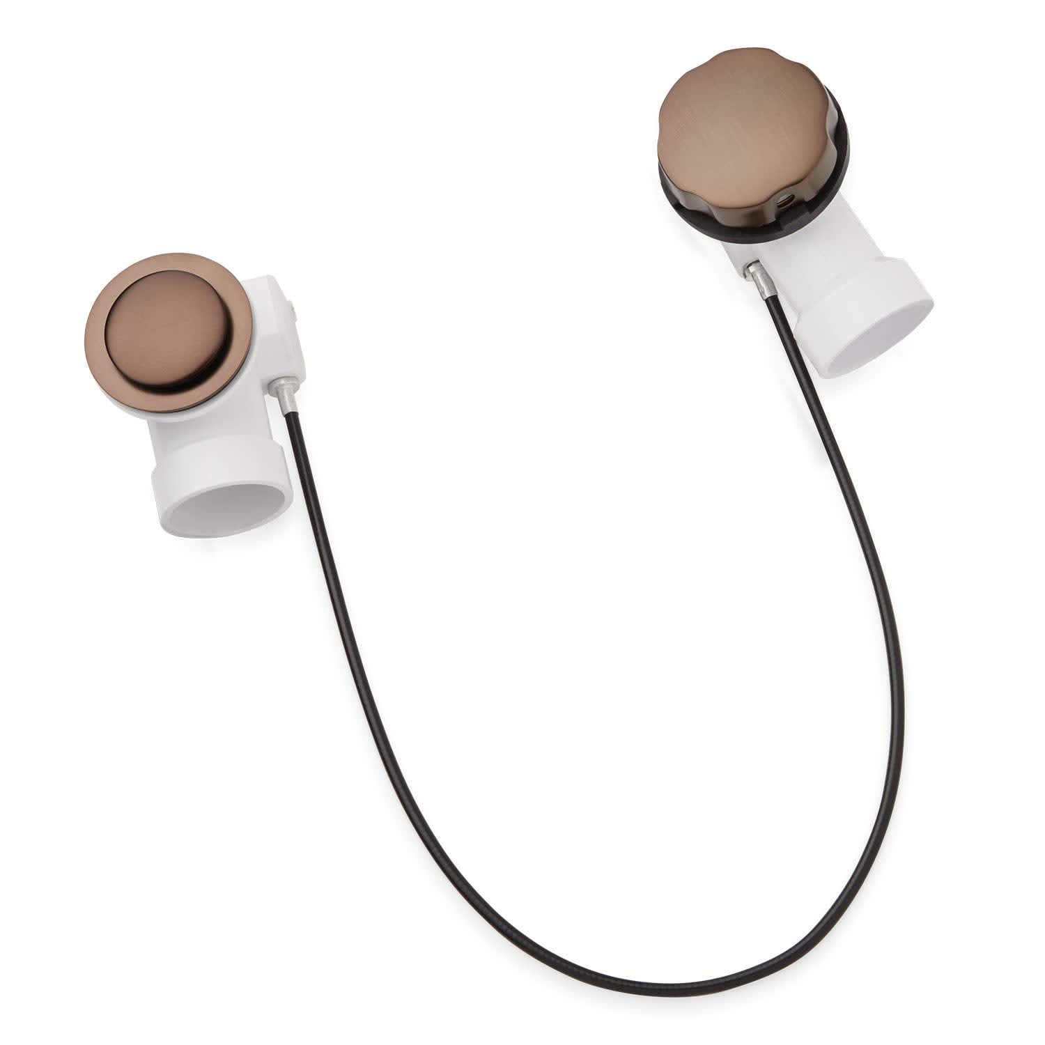 White Smoke Signature Hardware 446731 PVC Cable Drain and Overflow for 17" - 22" Deep Alcove Tubs - Oil Rubbed Bronze