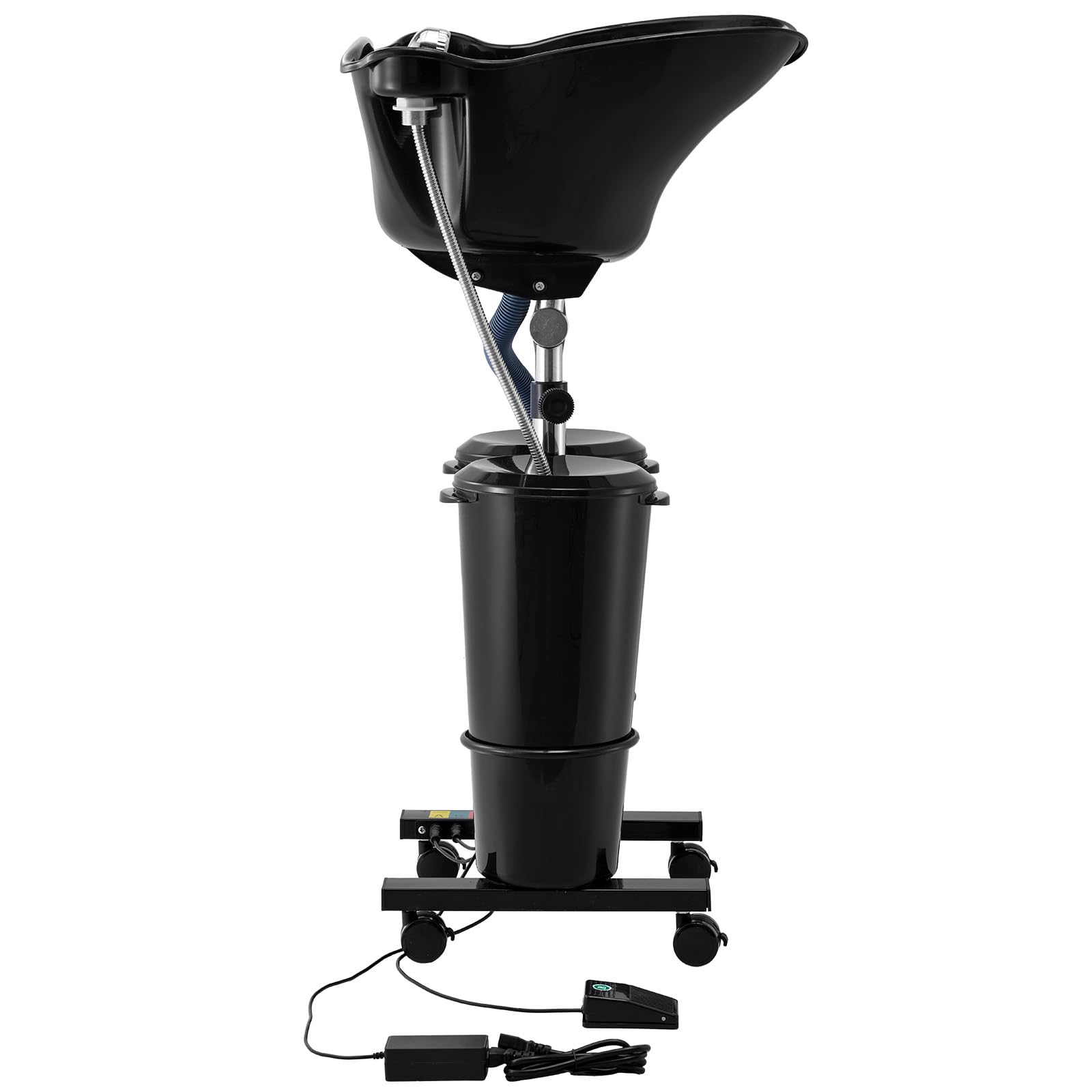 White Smoke VEVOR Portable Shampoo Bowl, Shampoo Sink for Washing Hair with Electric Pump, Includes 2 Buckets 2 Showerheads, Drain Hose, Height and Angle Adjustable Portable Wash Bowl for Home Salon Use, Black