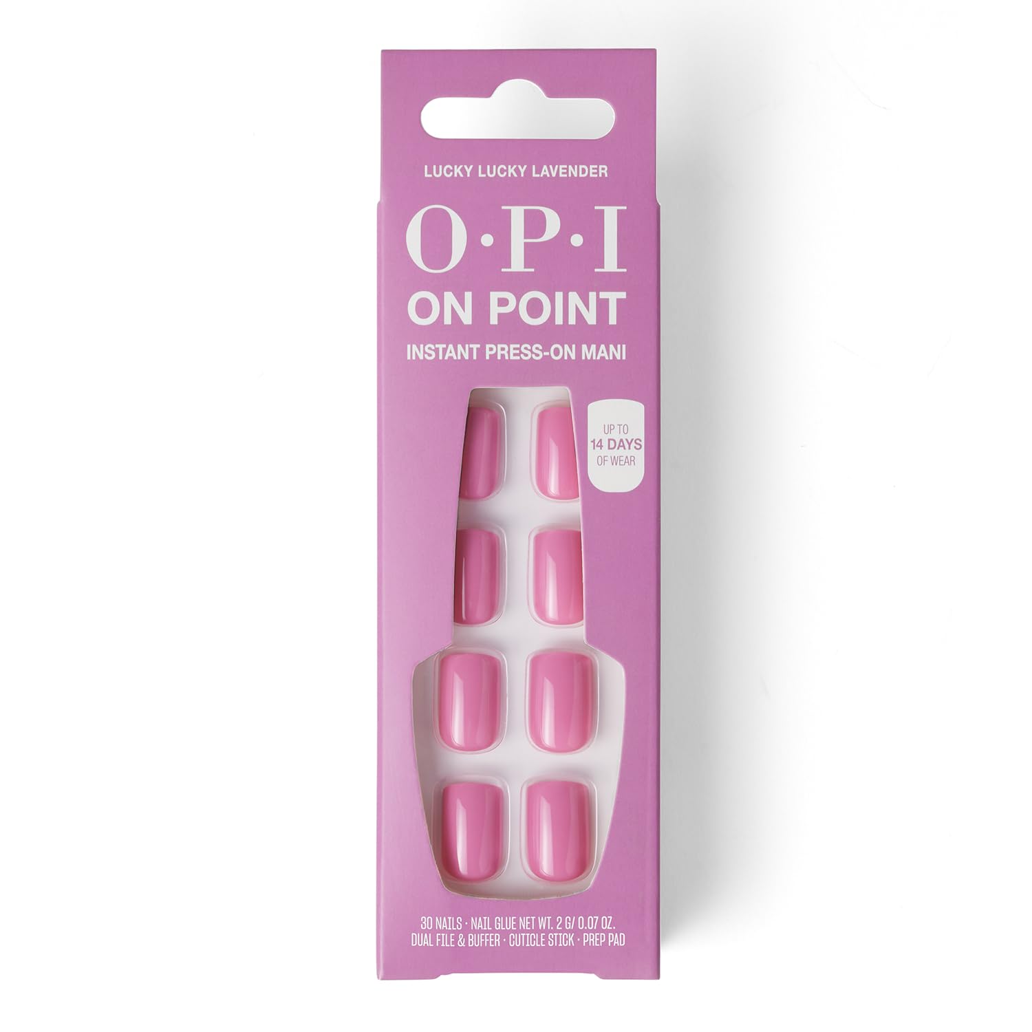 Dark Gray OPI On Point Lucky Lucky Lavender | Short Squoval Pink Lavender Press On Nails | 30 Count with Nail Glue | Long Lasting, Reusable, Non-damaging