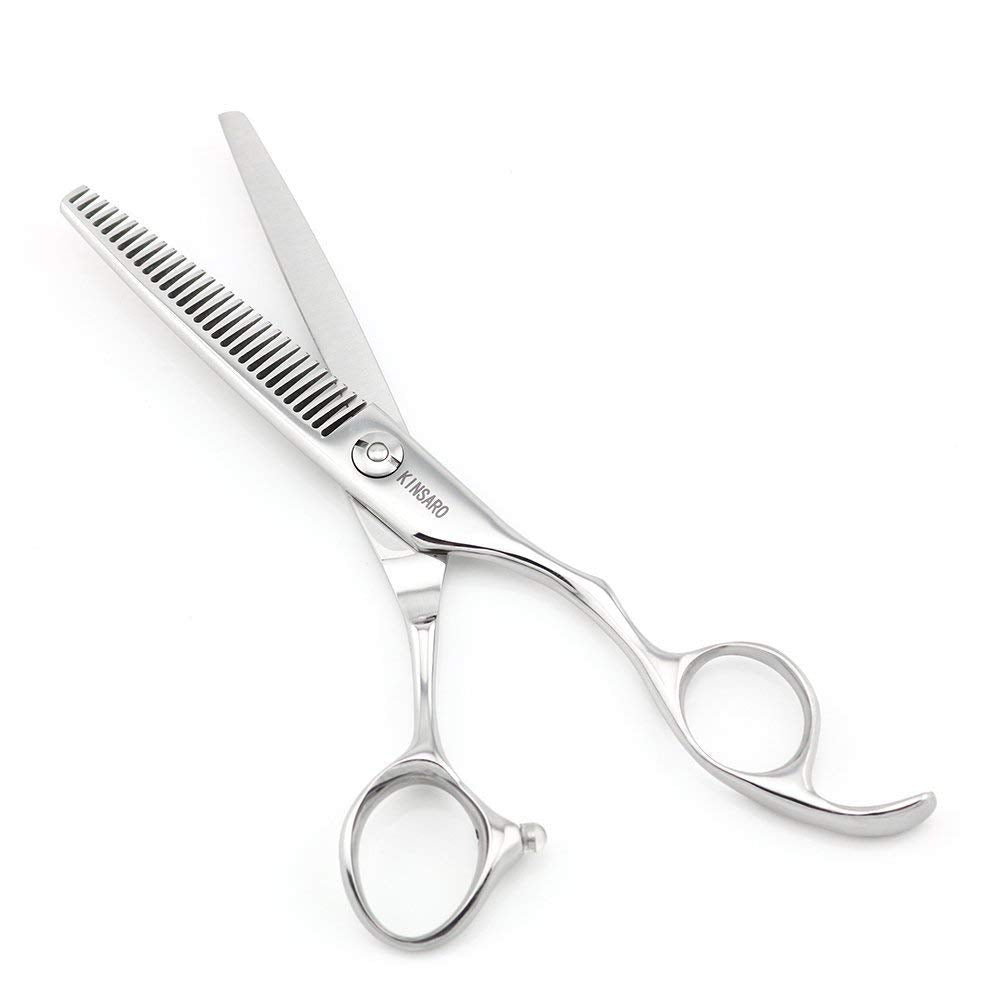 White Smoke KINSARO 6 Inch Hair Cutting Scissors & 6 Inch Hair Thinning Scissors, V Shape Teeth, Stainless Steel, Silver, Ambidextrous, Thinning, Compact