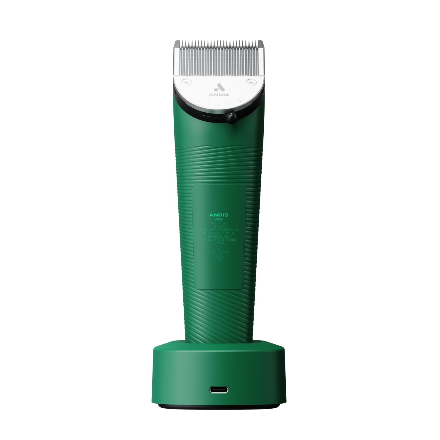 White Smoke Andis 79085 Vida 5-in-1 Cordless Adjustable Blade Pet Hair Clipper, 11-Piece Kit, Non-Slip Design, Slim Profile, Versitile Fit, Grooming, Green