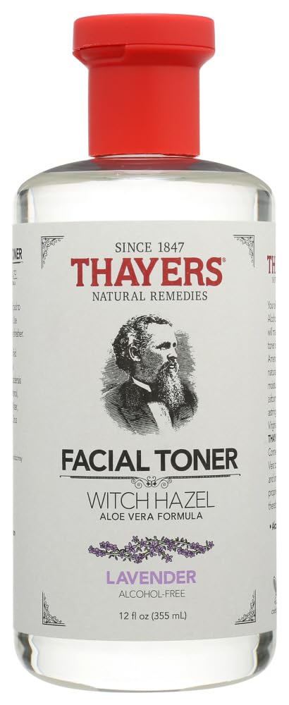 White Smoke THAYERS Alcohol-Free Witch Hazel with Organic Aloe Vera Formula Toner, Lavender, Clear, Unscented, 12 Fl Oz, Pack of 2
