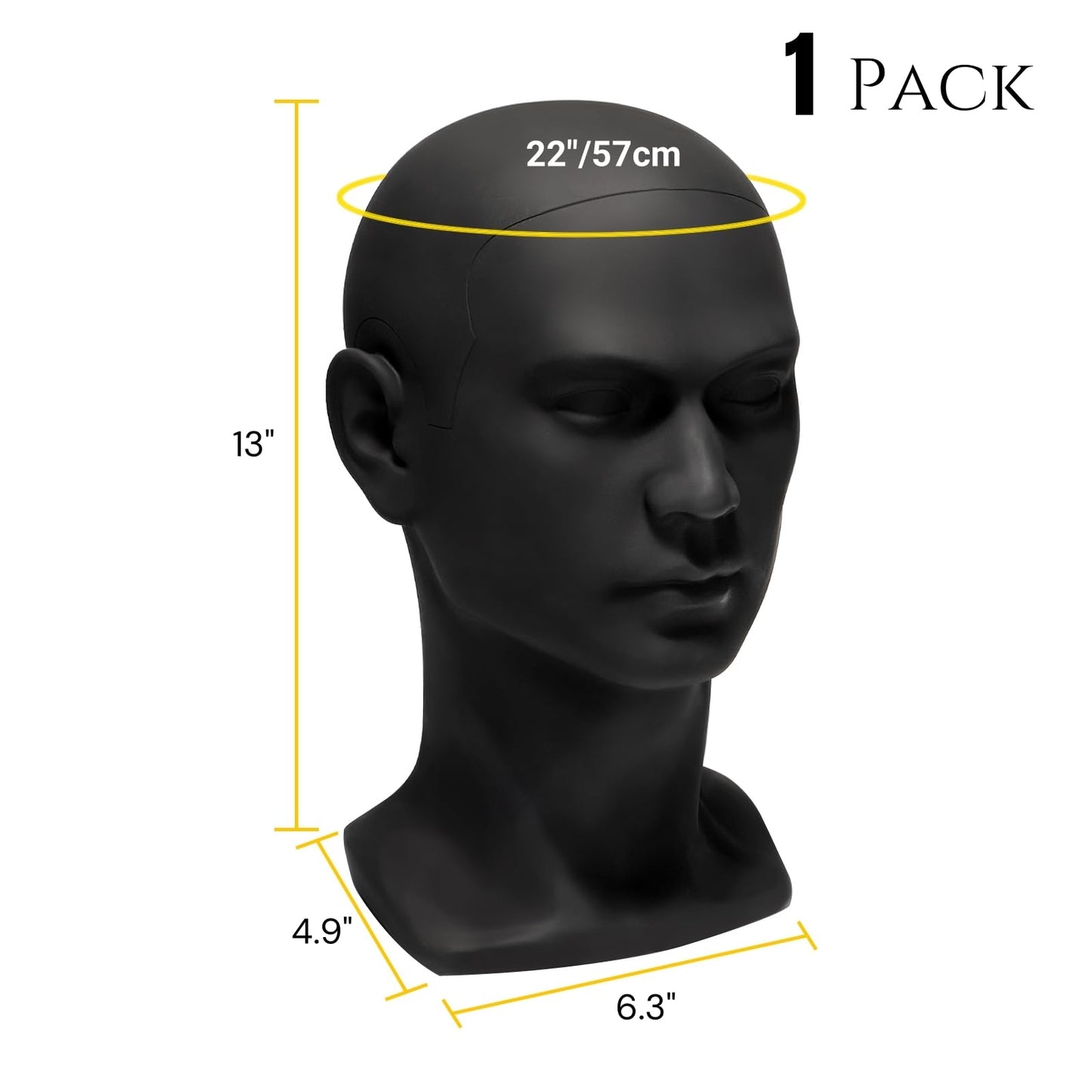 White Smoke ZOOFOX Male Mannequin Head for Hats, PVC Manikin Head with Mount Hole, Professional Display Styling Head for Wigs, Hats, Scarfs, Headphone, Sunglasses, Headdress