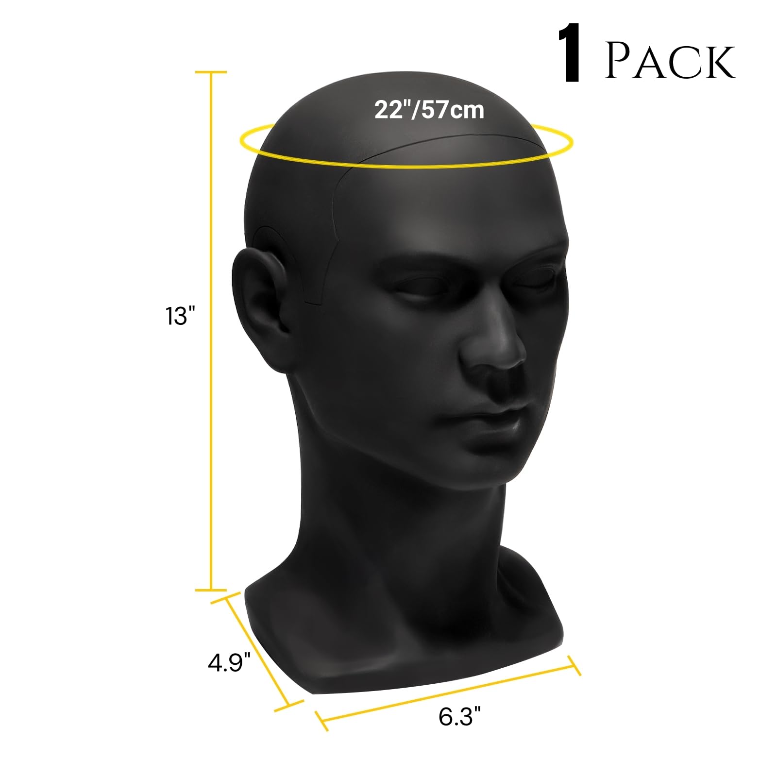 White Smoke ZOOFOX Male Mannequin Head for Hats, PVC Manikin Head with Mount Hole, Professional Display Styling Head for Wigs, Hats, Scarfs, Headphone, Sunglasses, Headdress
