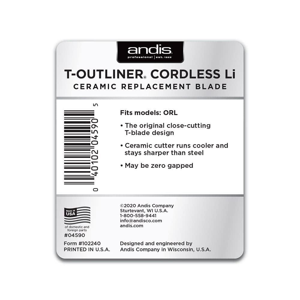 White Smoke Andis T-Outliner Cordless Li Ceramic Replacement Blade #04590