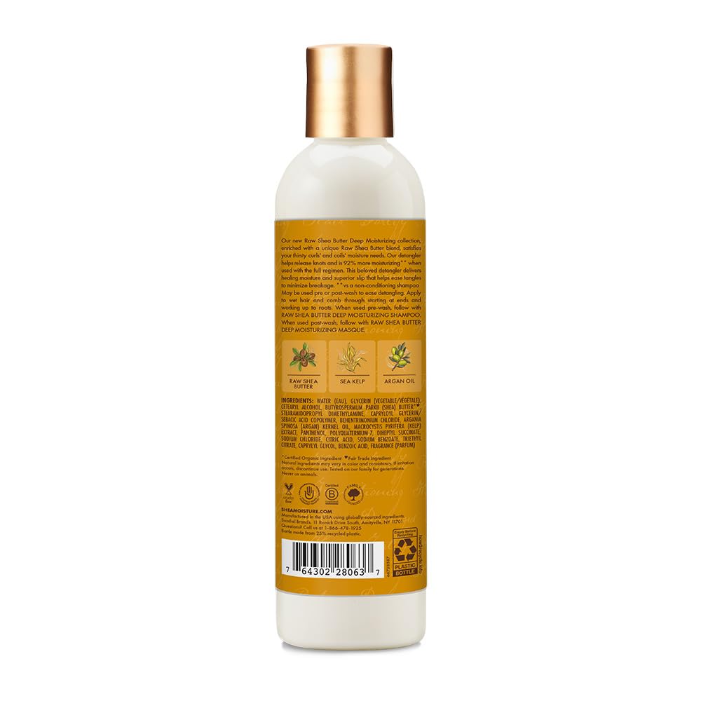 Dark Goldenrod SheaMoisture Raw Shea Butter Deep Moisturizing Detangler for Dry, Damaged Hair, Hair Styling Product Formulated with Sea Kelp and Argan Oil 8 oz