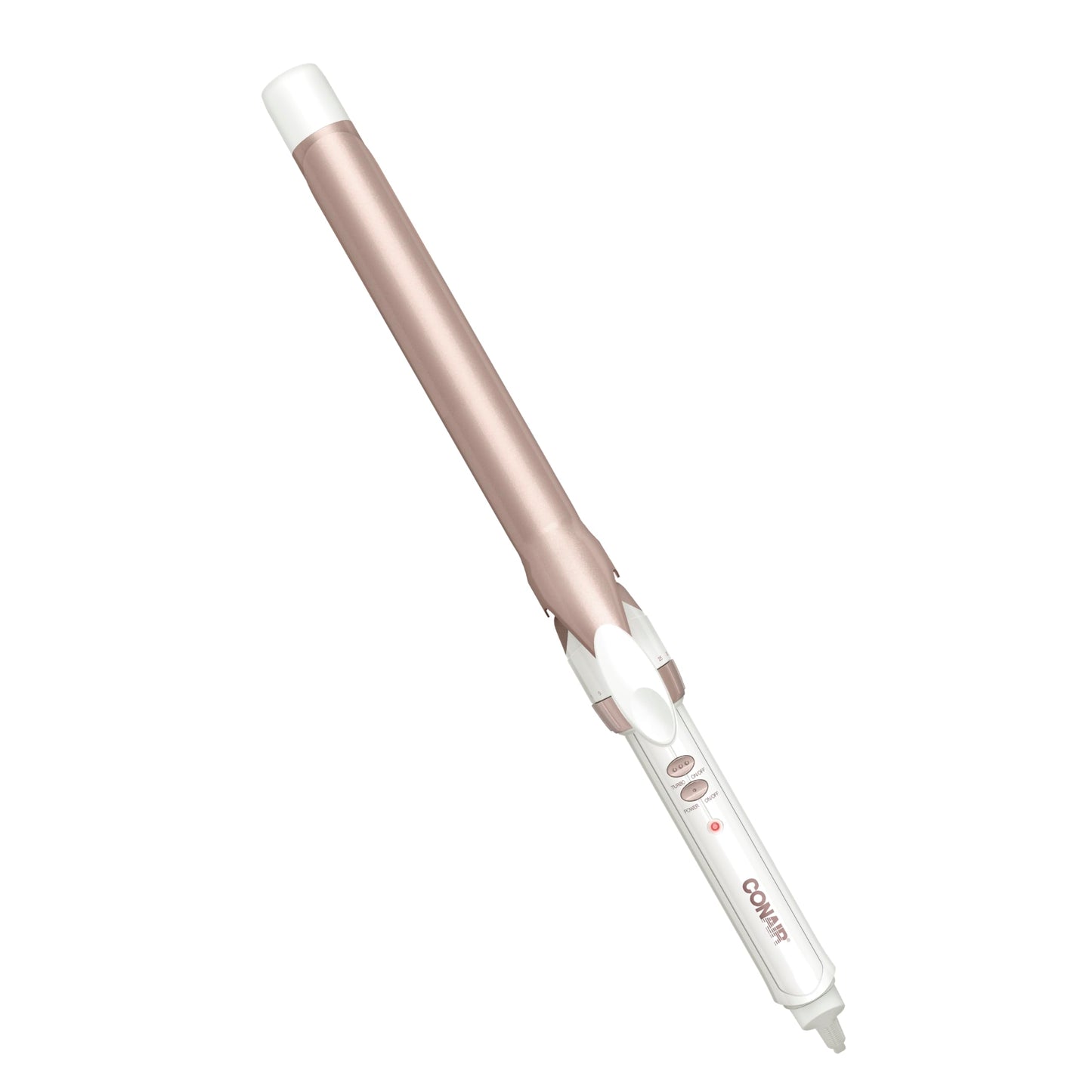 White Smoke Conair Double Ceramic 1-Inch Long Barrel Curling Iron, 1-Inch Barrel Creates Classic Curls to Loose Waves, Hair Curler for Use on Short, Medium, & Long Hair, White/Rose Gold