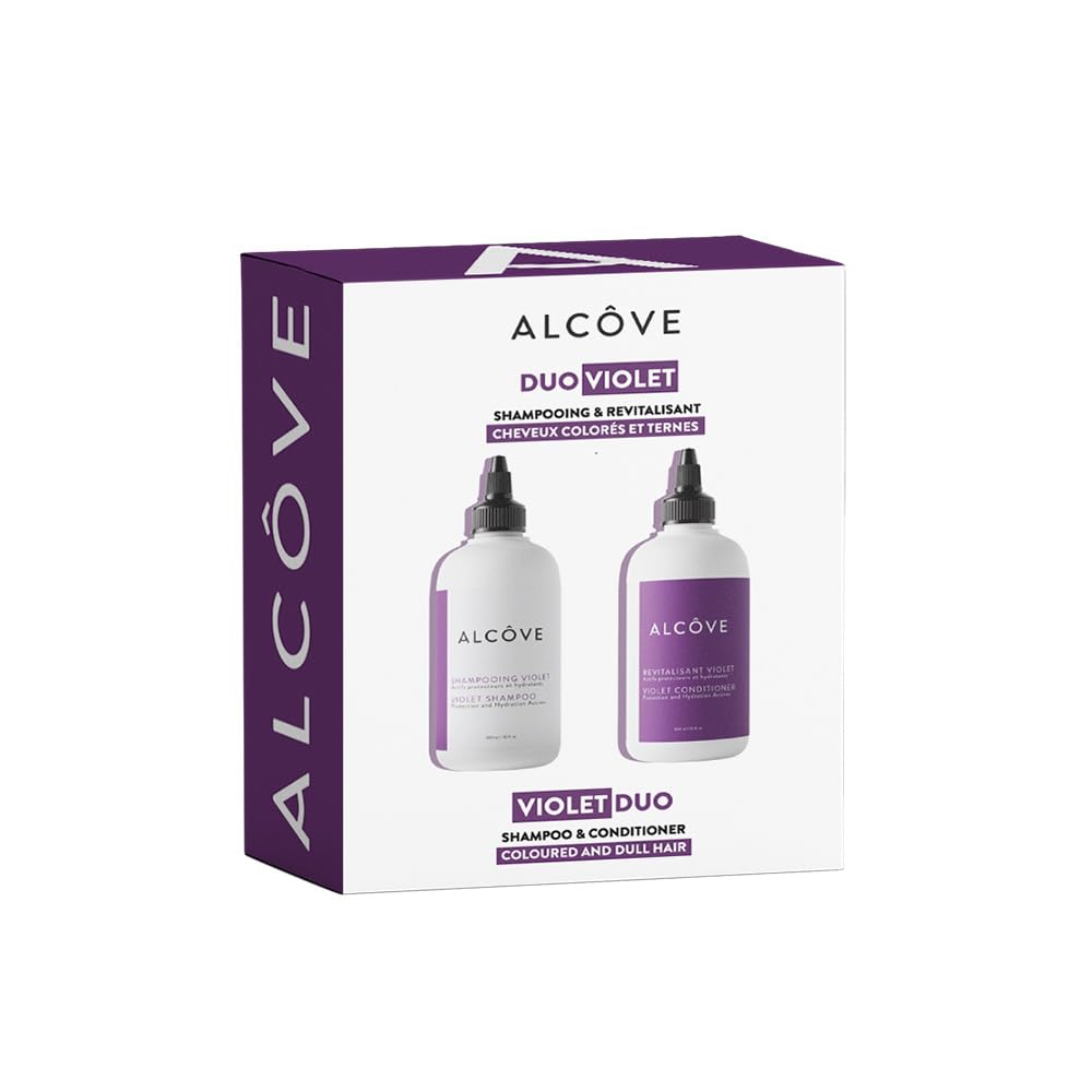 White Smoke Alcôve - Violet Shampoo & Conditioner Duo - Blonde and Colored Hair - Sulfate-Free - Neutralize Yellow and Brassy Tones - Evening Primrose Oil - Mango Extract - Argan Oil - Color-Safe - 10oz