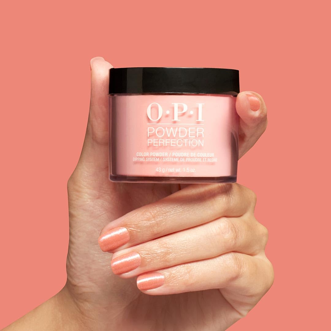Light Coral OPI Powder Perfection Keep It Surreal | Sheer Pastel Coral Shimmer Nail Dipping Powder | OPI'm Dreaming Collection