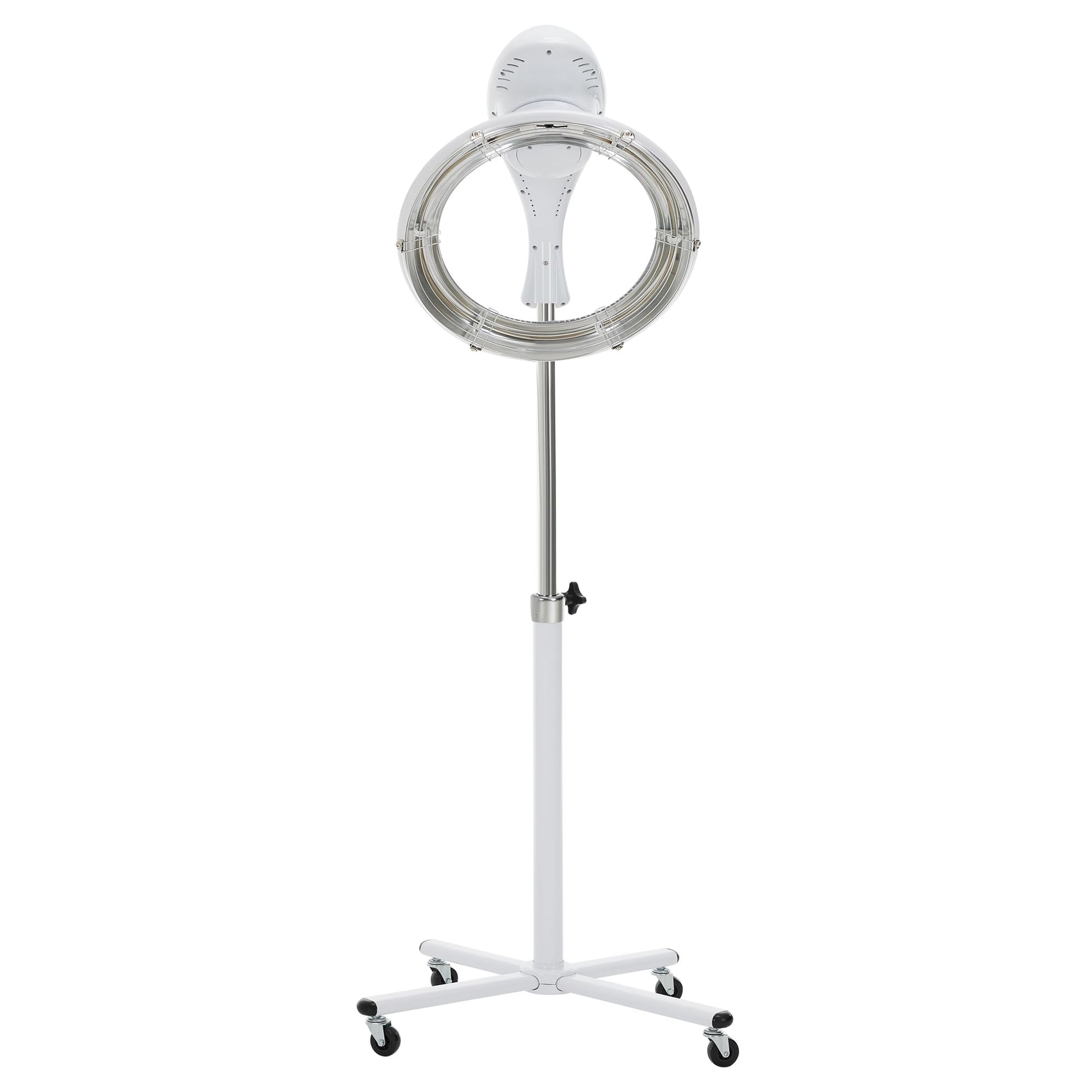 White Smoke BarberPub Orbiting Hair Dryer Processor with Adjustable Height & Smart Control Panel, 1100W Salon Hair Care Stand Station with Rolling Base for Hairstylist HDP01 (White)