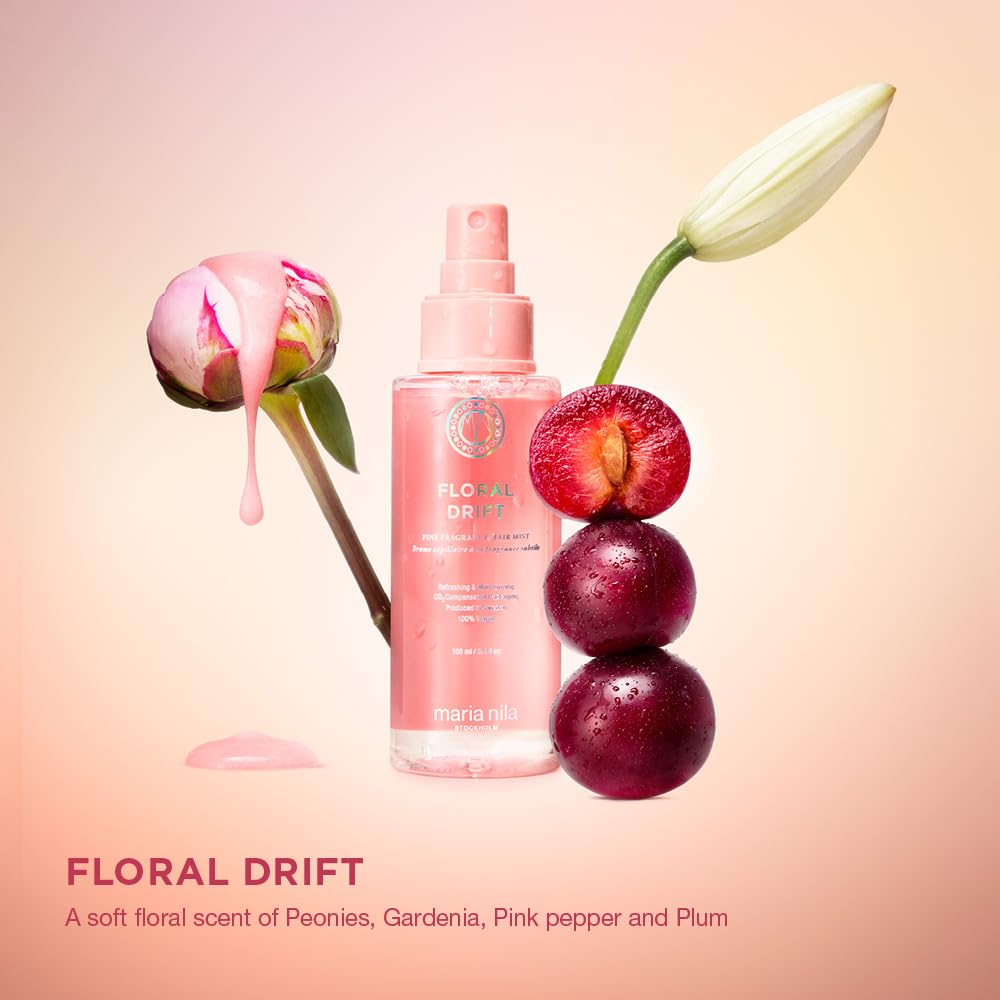 Antique White Maria Nila, Floral Drift 3.4 Fl Oz, Hair Mist with Floral-Fruity Scent. For Fragrant Refresh & Weightless Hydration, 100% Vegan