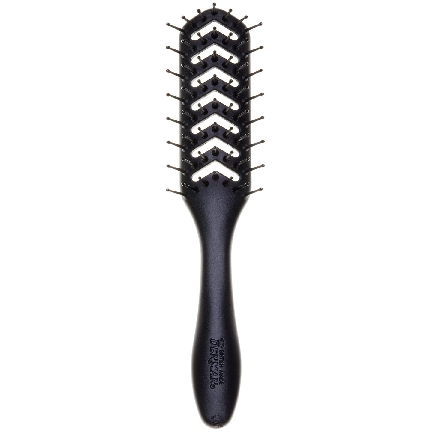White Smoke Denman Flexible Vent Brush D200 - Detangling Brush With Lightweight Grip & Control – Perfect For Styling During Blow-Dry & Detangling Wet & Dry Hair – Black (Pack of 1)