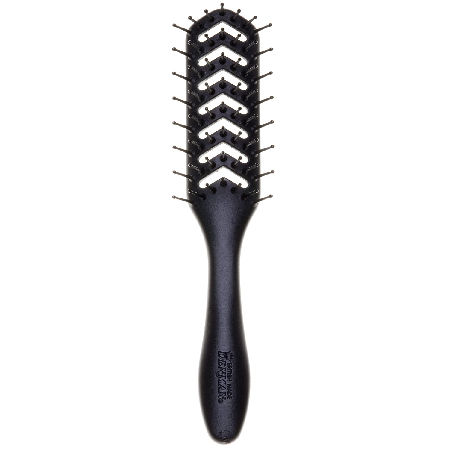 White Smoke Denman Flexible Vent Brush D200 - Detangling Brush With Lightweight Grip & Control – Perfect For Styling During Blow-Dry & Detangling Wet & Dry Hair – Black (Pack of 1)
