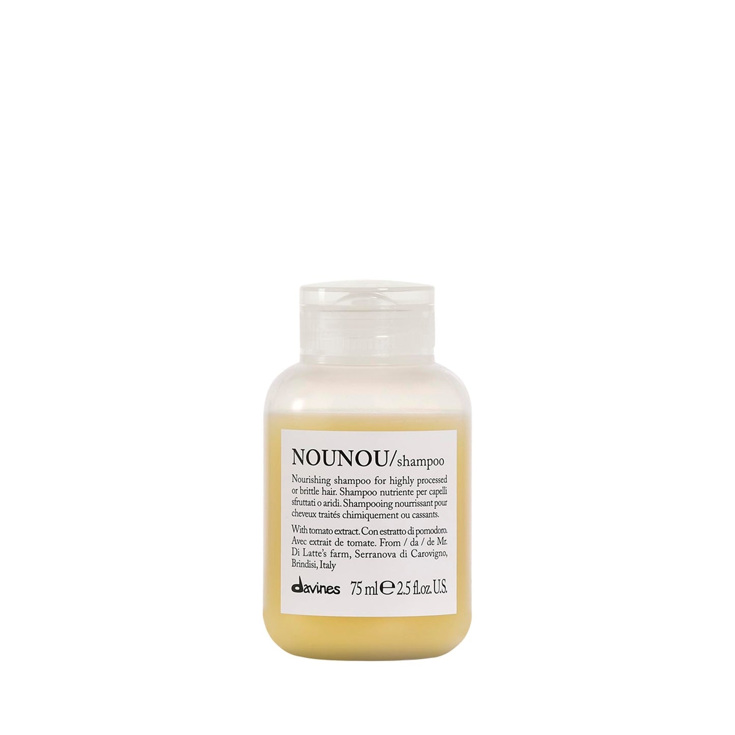 White Smoke Davines NOUNOU Shampoo, Hydrating Gentle Cleansing Action for Highly-Processed, Chemically Treated, Dry, Damaged or Brittle Hair - Deep Nourishment, Travel Size, 2.54 Fl Oz