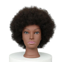 White Smoke African American Mannequin Head with 100% Human Hair Kinky Curly Hair Hairdresser Practice Styling Training Head Cosmetology Manikin Doll Head for Dye Cutting Braiding