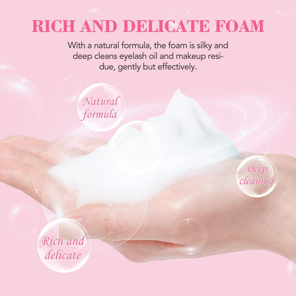 Misty Rose "AuReve Eyelash Extension Cleanser Lash Shampoo Foam, Eyelid Cleanser for Makeup Remover Eyelash Care, Paraben & Sulfate Free for Salon and Home Use (Rose 600ml)"