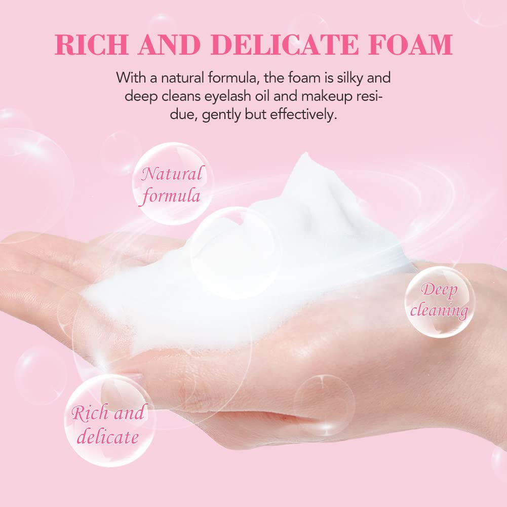 Misty Rose "AuReve Eyelash Extension Cleanser Lash Shampoo Foam, Eyelid Cleanser for Makeup Remover Eyelash Care, Paraben & Sulfate Free for Salon and Home Use (Rose 600ml)"