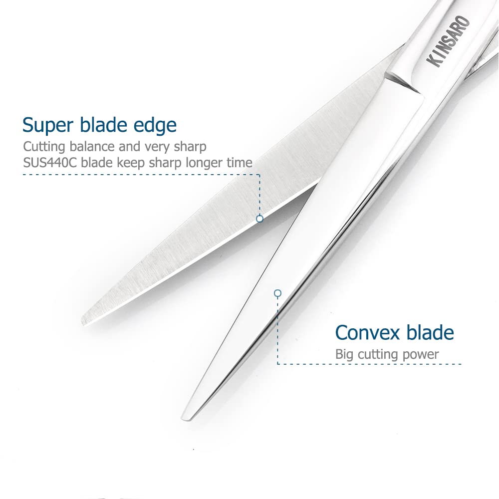 White Smoke Professional Hair Shears 6" Silvery Blind Hole Sharp Hair Cutting Scissors Haircut Barber Scissors Barber Shears Convex Edge 440C KINSARO for Hairdresser Barbershop or Home Use