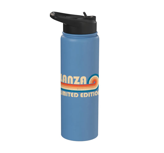 White Smoke LANZA Retro 70s 80s Sunset Stripe Stainless Steel Insulated Water Bottle