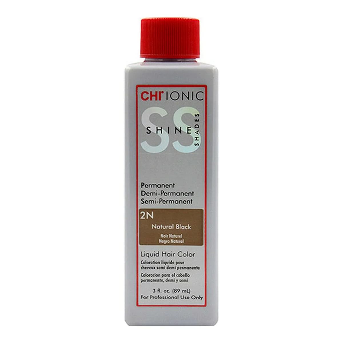 Dark Gray CHI Ionic Shine Shades Liquid Hair Color for Unisex, 2N Natural Black, 3 Ounce