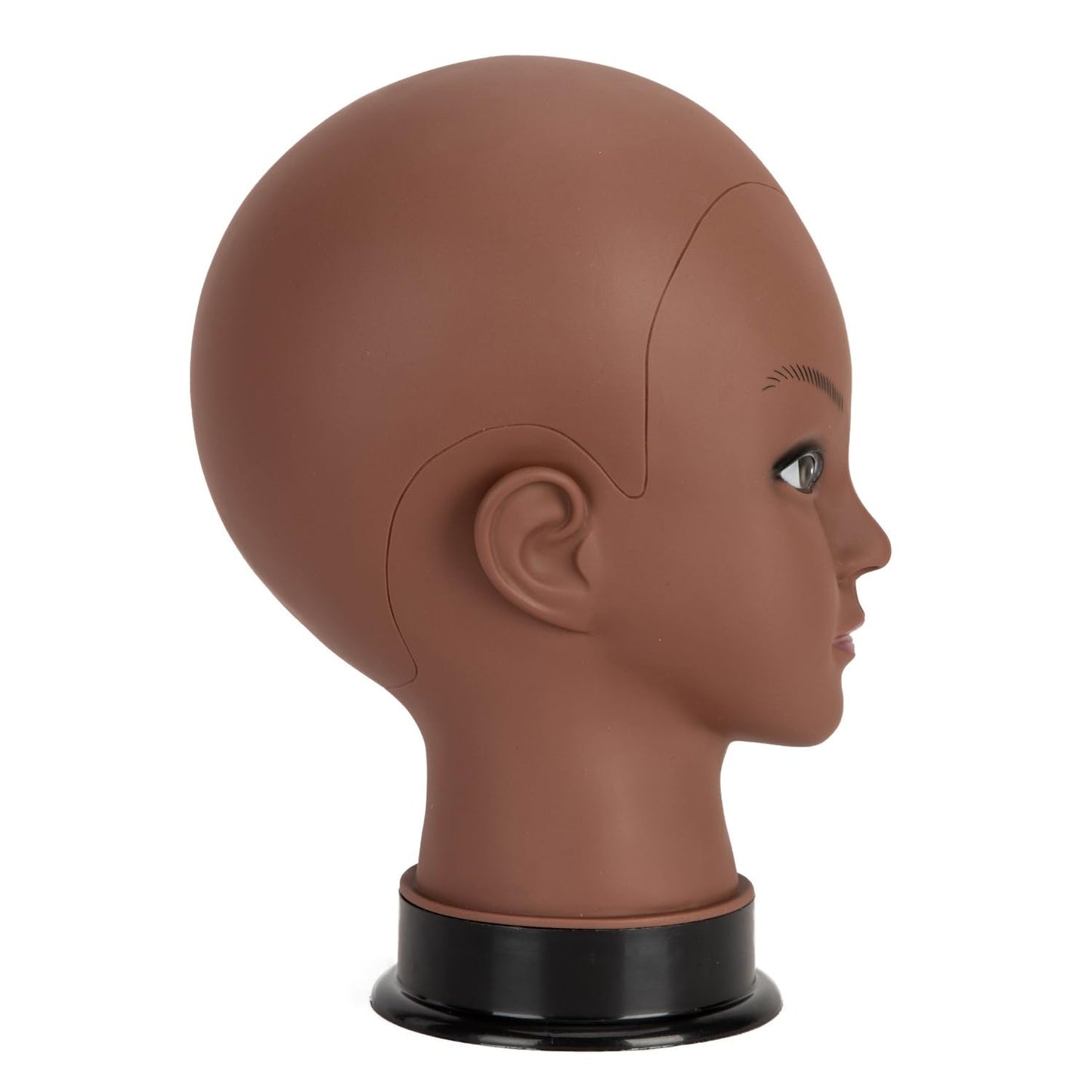 White Smoke Bald Mannequin Head Brown Female Professional Cosmetology Training Mannequin Bald for Wig Making and Display Afro American Mannequin Head with Free Clamp Stand (brown-02)