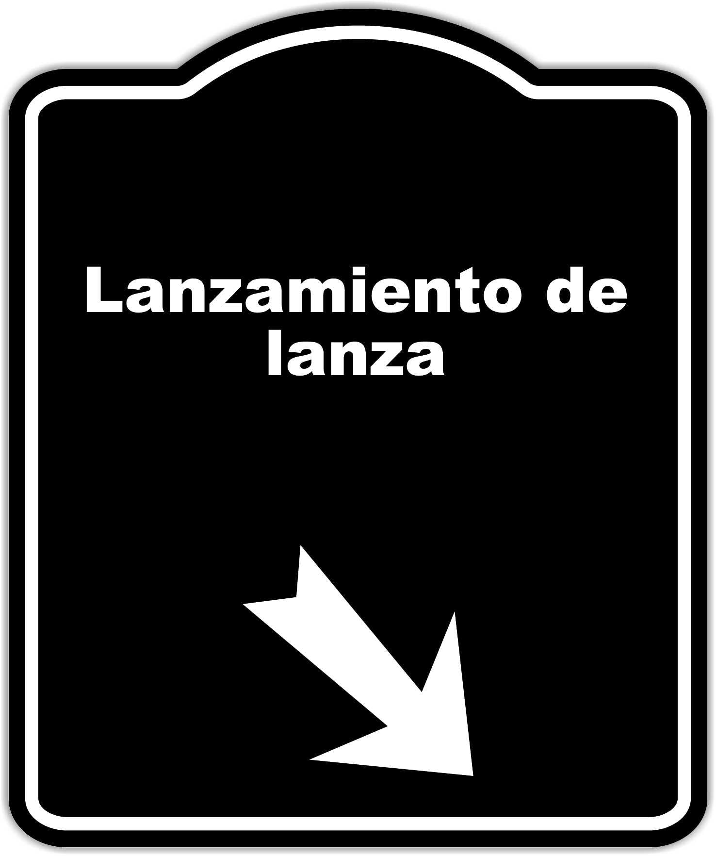 Black Lanzamiento de lanza Spanish Black Sign Arrow Down Right Aluminum Composite Sign 15 x 18 inches