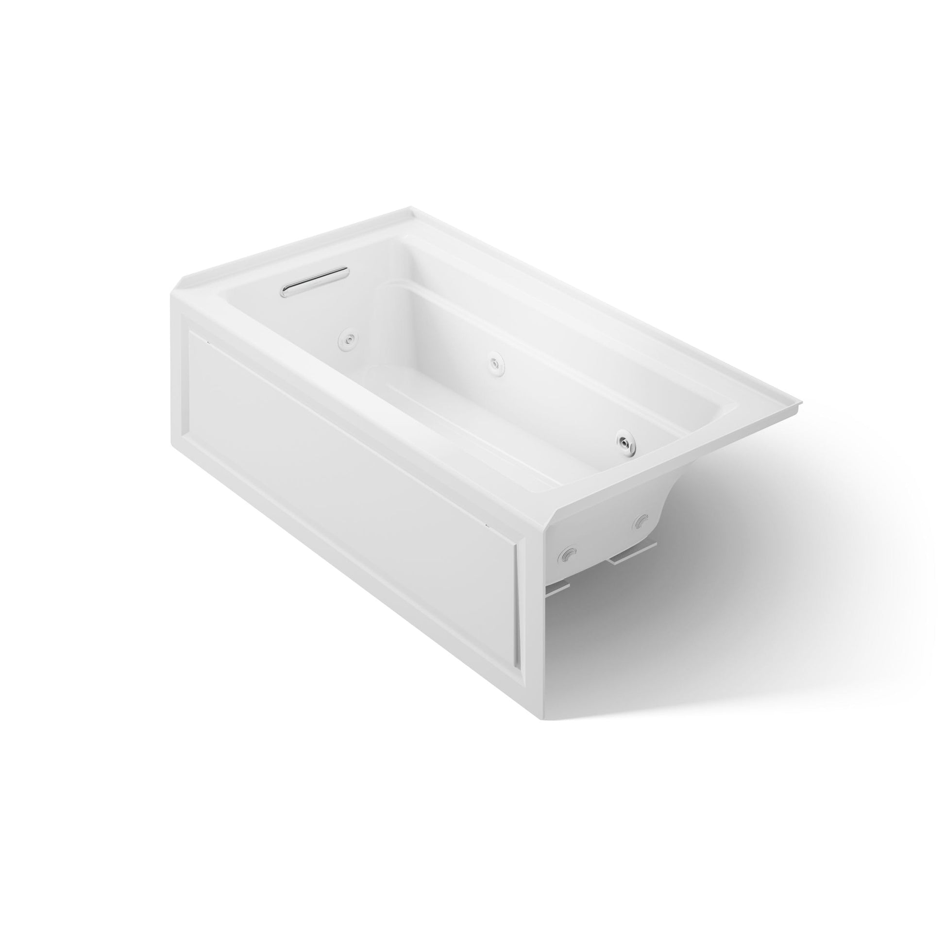 White Smoke Kohler K-1122-HL-0 Archer 60"x32" alcove whirlpool with integral apron, left hand drain and heater, White