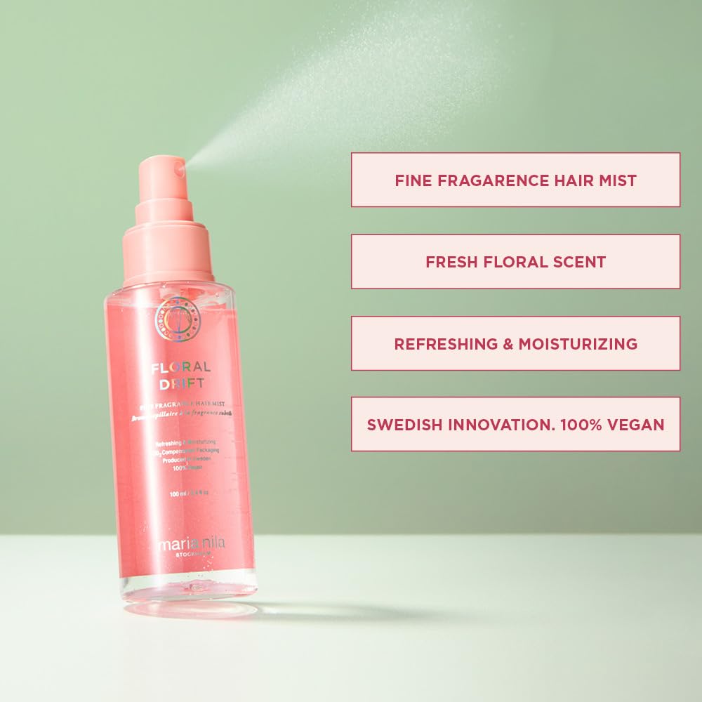 Gray Maria Nila, Floral Drift 3.4 Fl Oz, Hair Mist with Floral-Fruity Scent. For Fragrant Refresh & Weightless Hydration, 100% Vegan