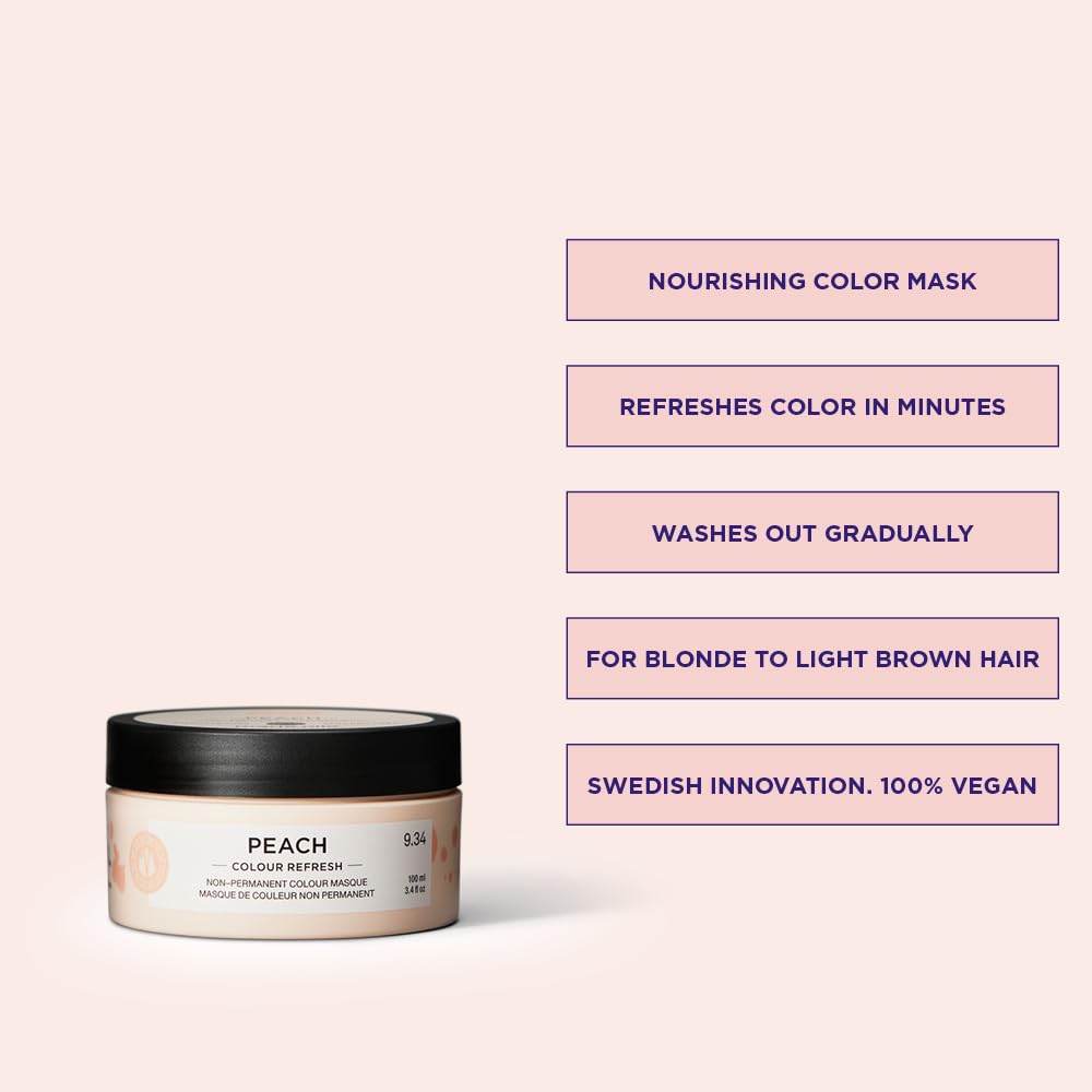 Misty Rose Maria Nila Colour Refresh, Peach 3.4 Fl Oz, Peach Hair Mask, Semi-Permanent Pigments, 100% Vegan & Sulfate/Paraben free