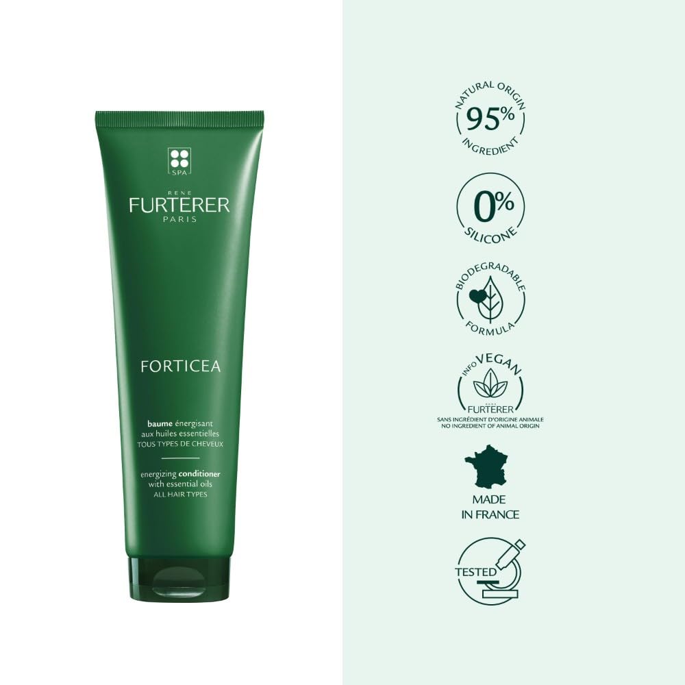 White Smoke Rene Furterer Forticea Strengthening Conditioner - Fortify Hair and Prevent Breakage with Rosemary Oil and Guarana Extract - Gentle, Daily Use Formula - Silicone, Sulfate, Paraben-Free - 5 fl. oz.